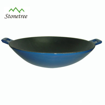 Wok-Pfanne aus Emaille-Gusseisen mit Metall